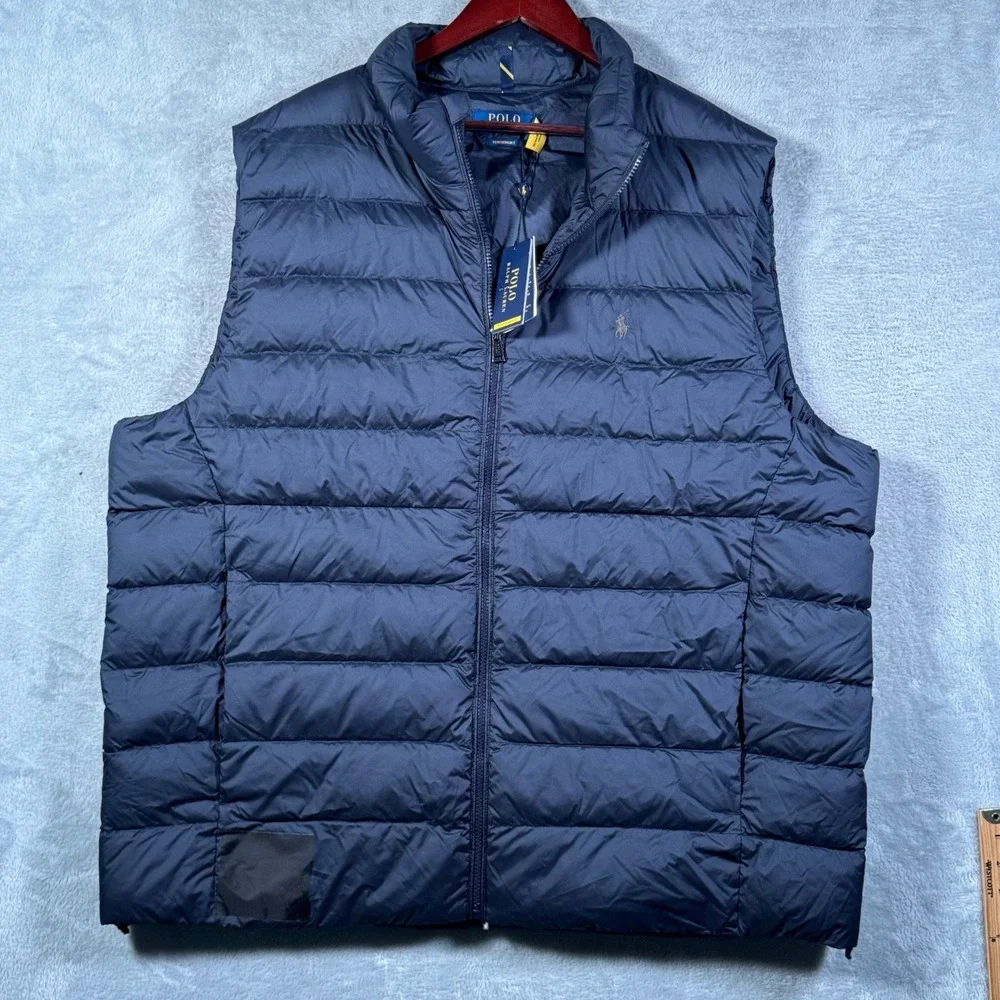 Polo Ralph Lauren Puffer Vest Mens 2XLT 2XL Tall Navy Down Full Zip Performance